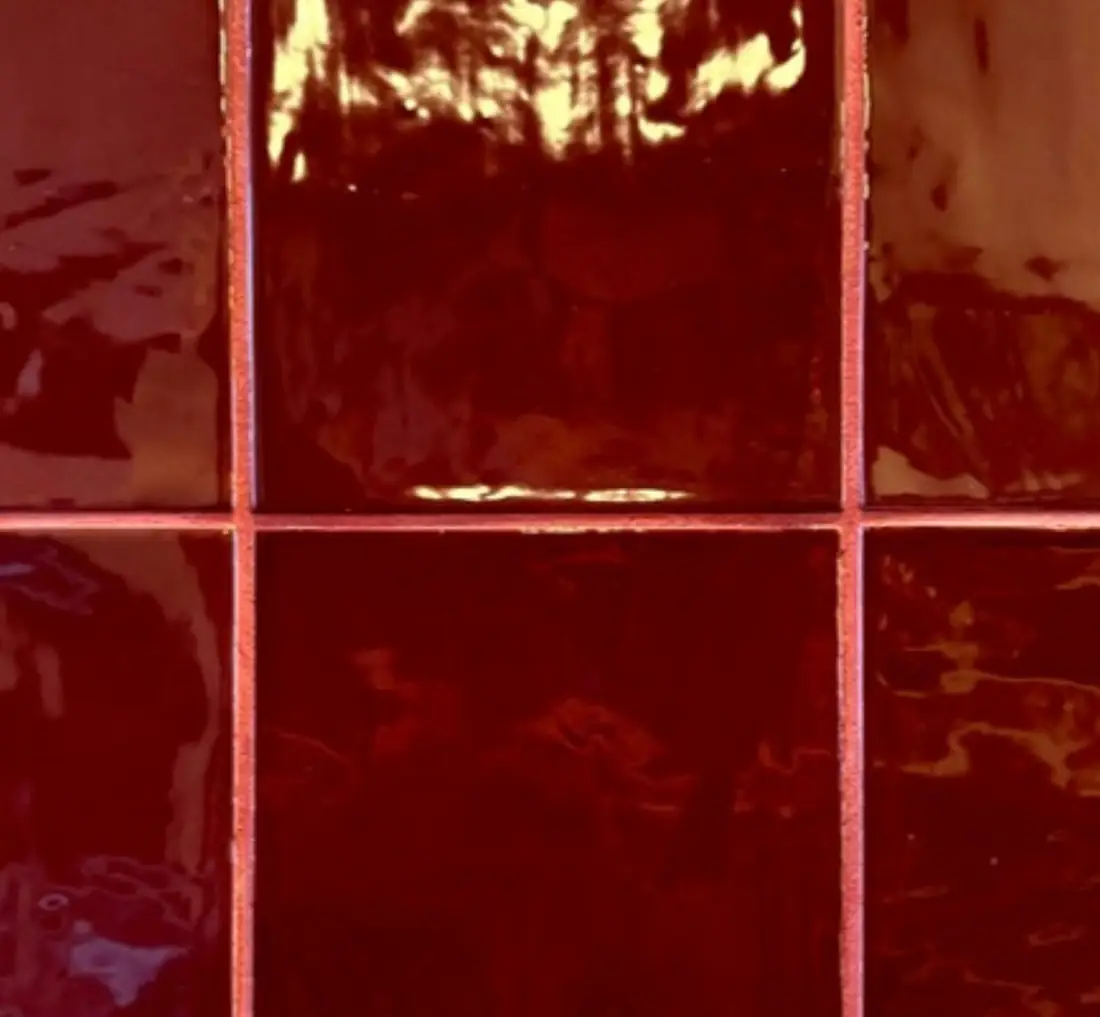 The red floor tiles of the Grand Appétit dining room, Place Bel-Air in Nyon
